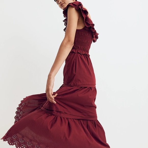 NWOT / Madewell Petite Lucie Embroidered Cotton Midi Dress - Picture 3 of 9